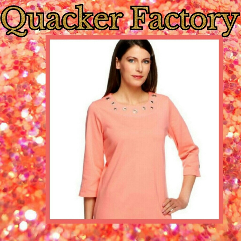 Quacker Factory Rhinestone Grommet T-shirt